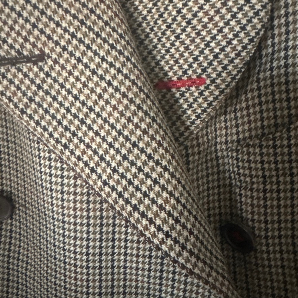 Maison Margiela Houndstooth Plaid Cape Jacket Brown Camel Wool IT 44 US Size 12 - Picture 12 of 16